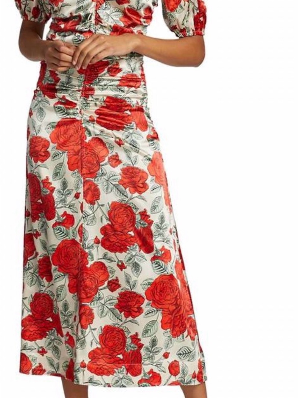 Ganni Midi dress with Red Rose Print